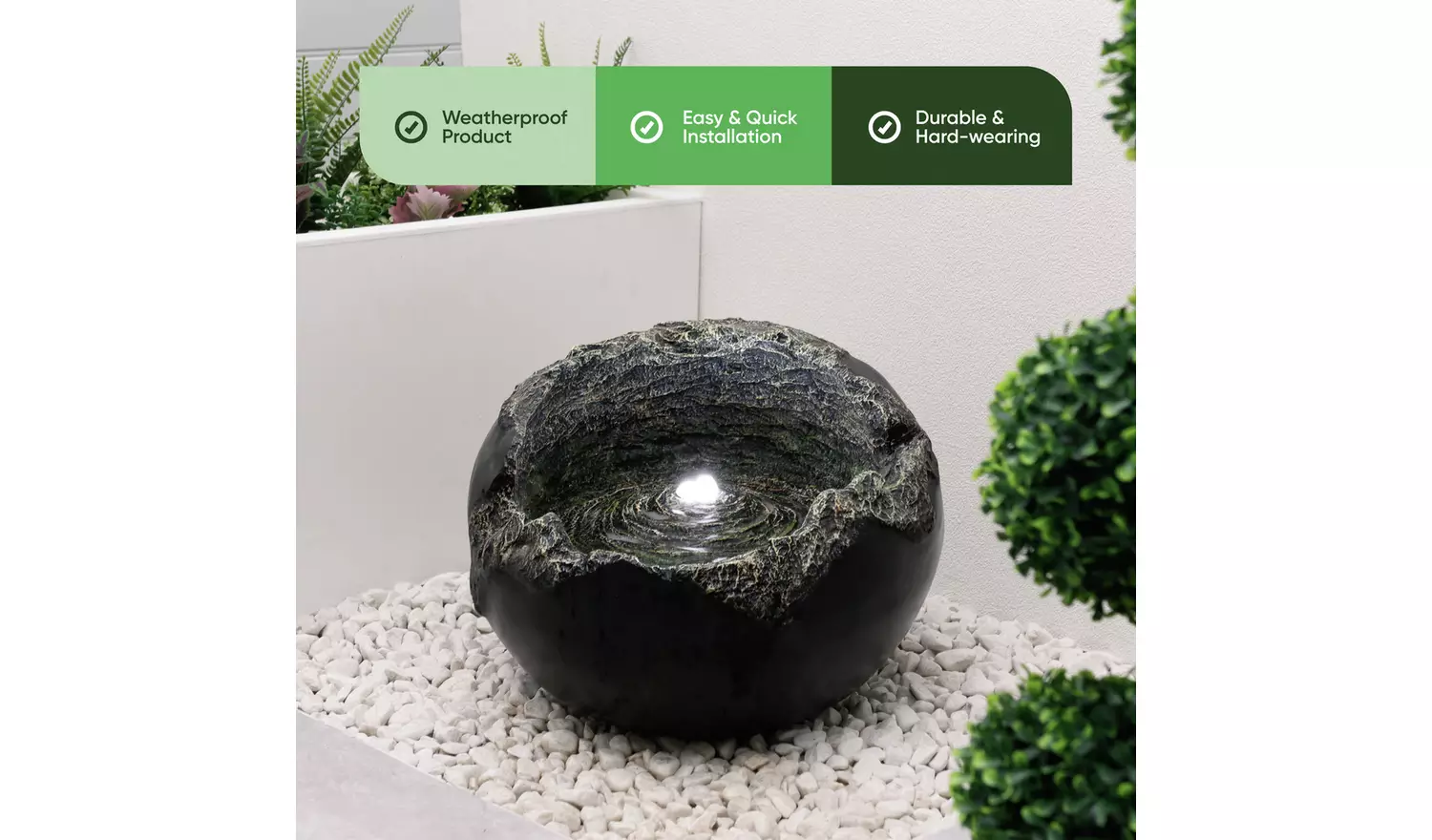 Streetwize Solar-Powered Garden Water Feature - Rock Bowl