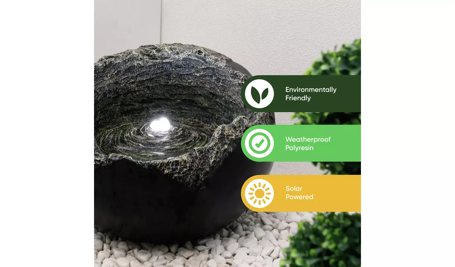 Streetwize Solar-Powered Garden Water Feature - Rock Bowl