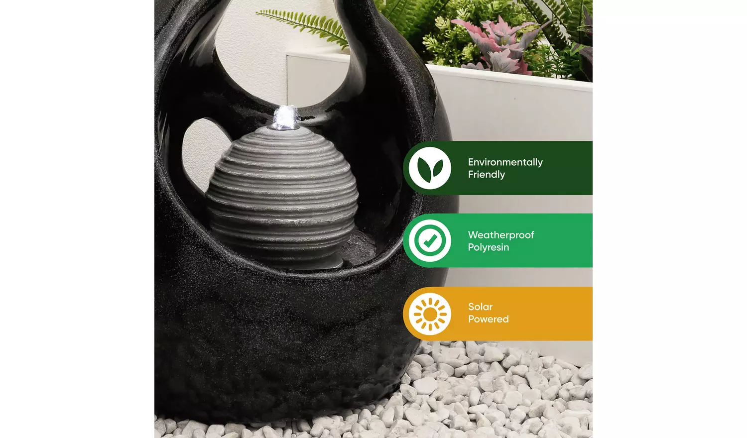 Streetwize Solar-Powered Garden Water Feature Marble Effect