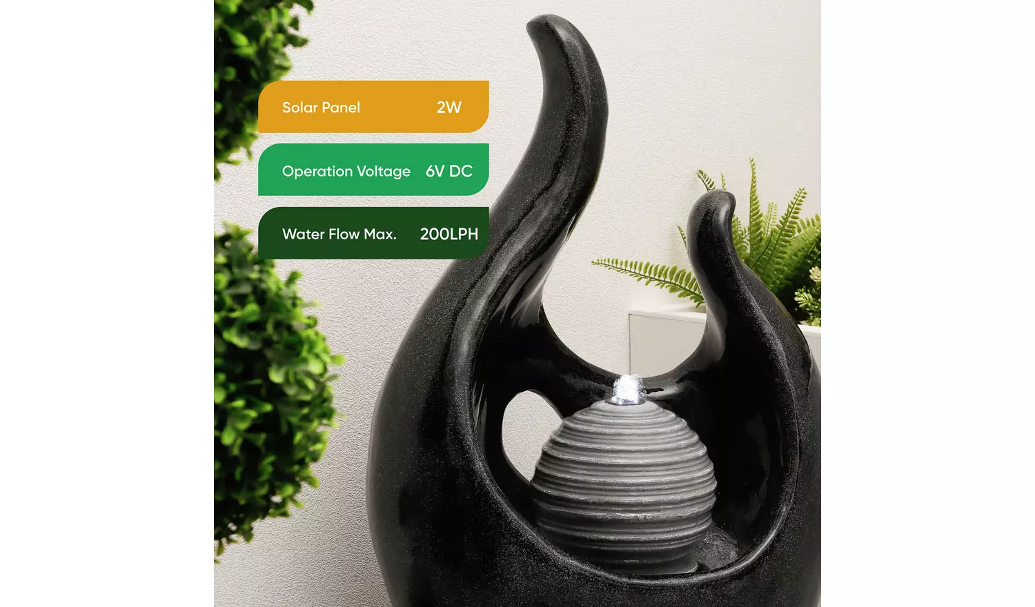 Streetwize Solar-Powered Garden Water Feature Marble Effect