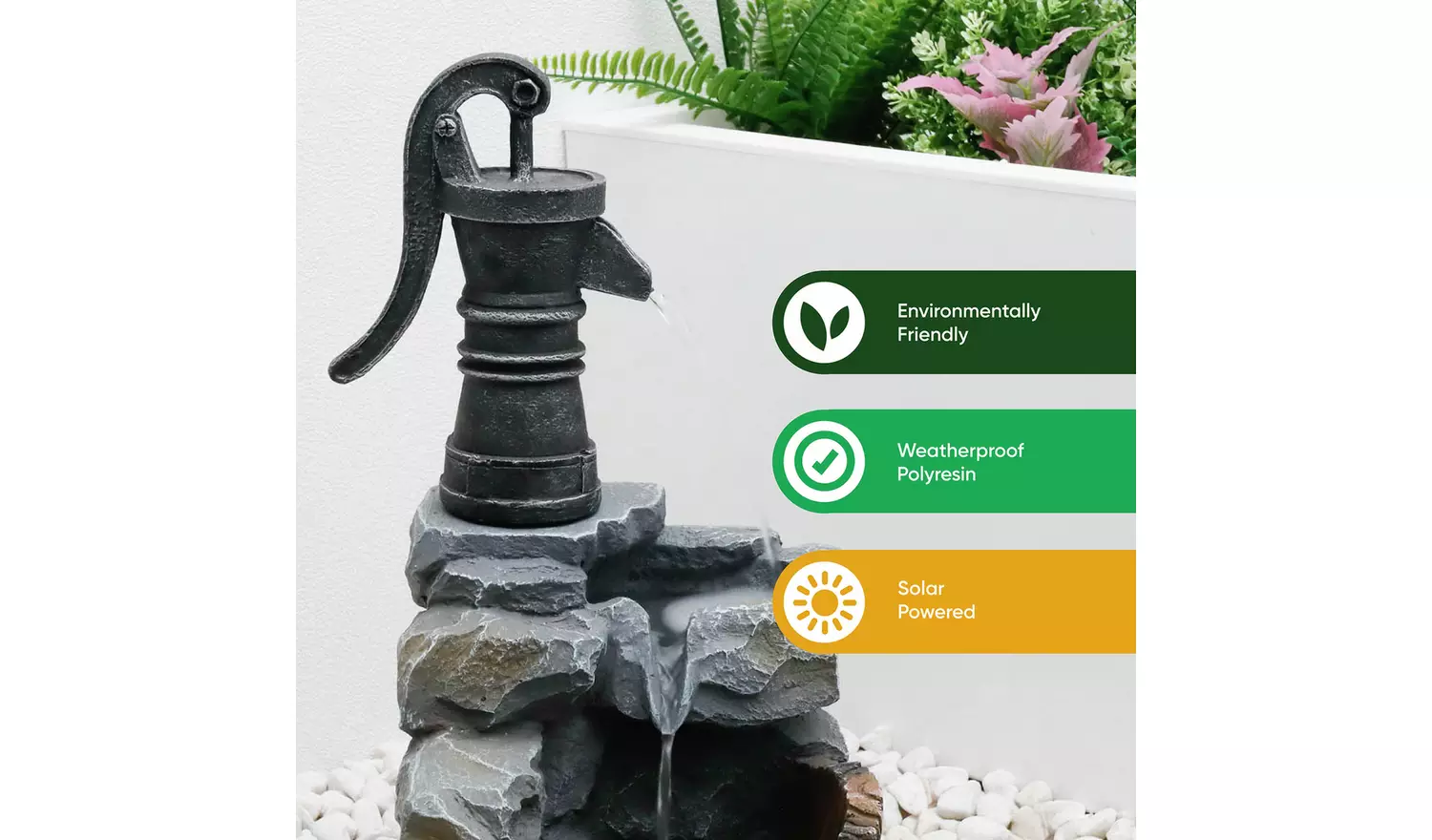 Streetwize Solar Powered Garden Water Feature Hand Pump Well