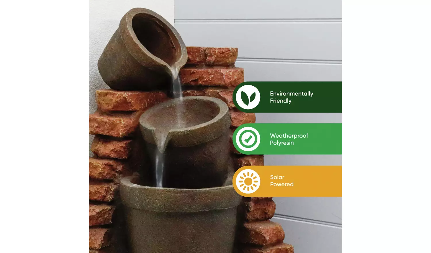 Streetwize Solar-Powered Garden Water Feature Brick Wall