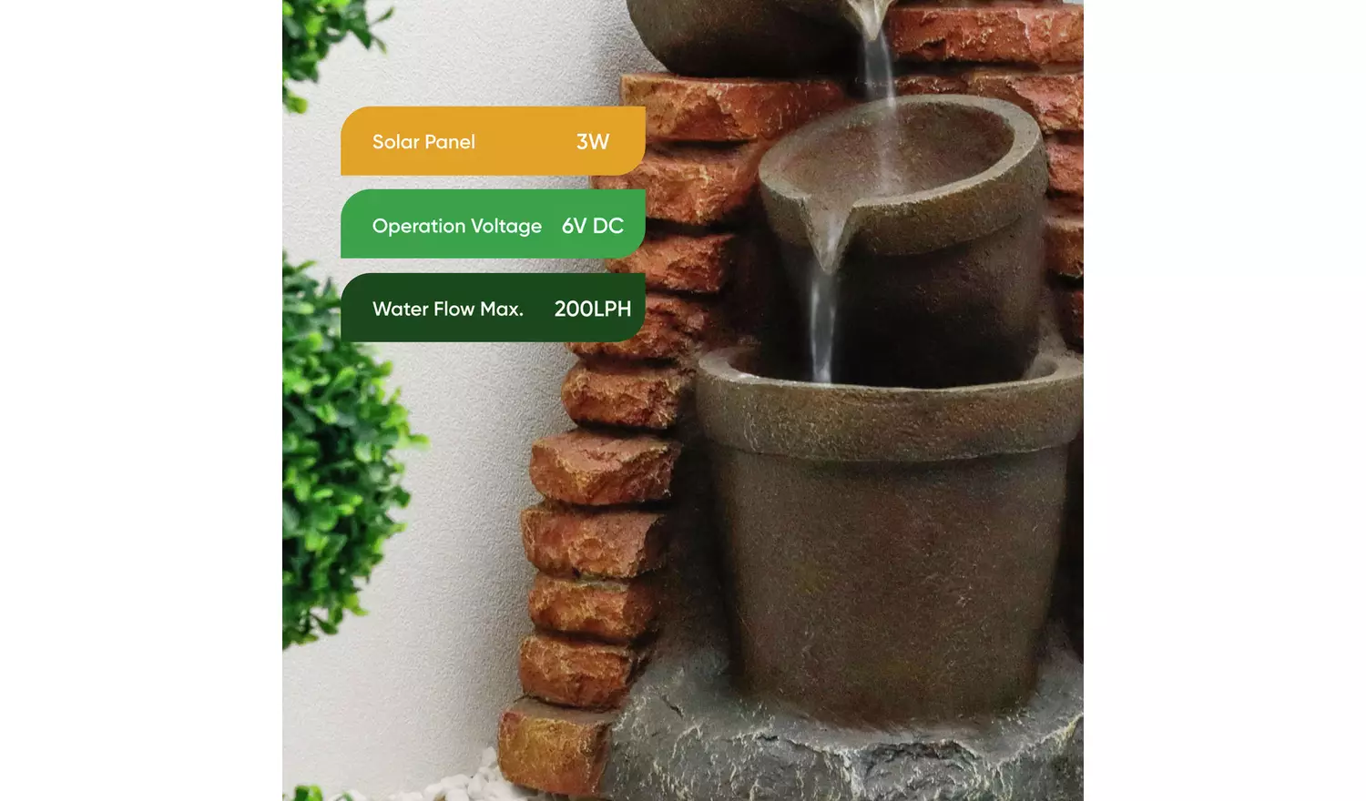 Streetwize Solar-Powered Garden Water Feature Brick Wall