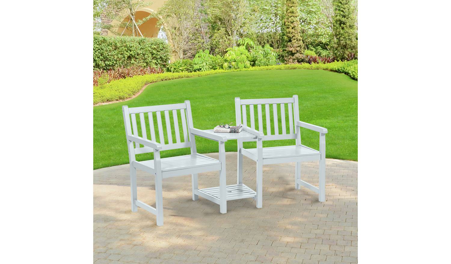 Greenhurst Danesford Wooden Garden Love Seats - Grey
