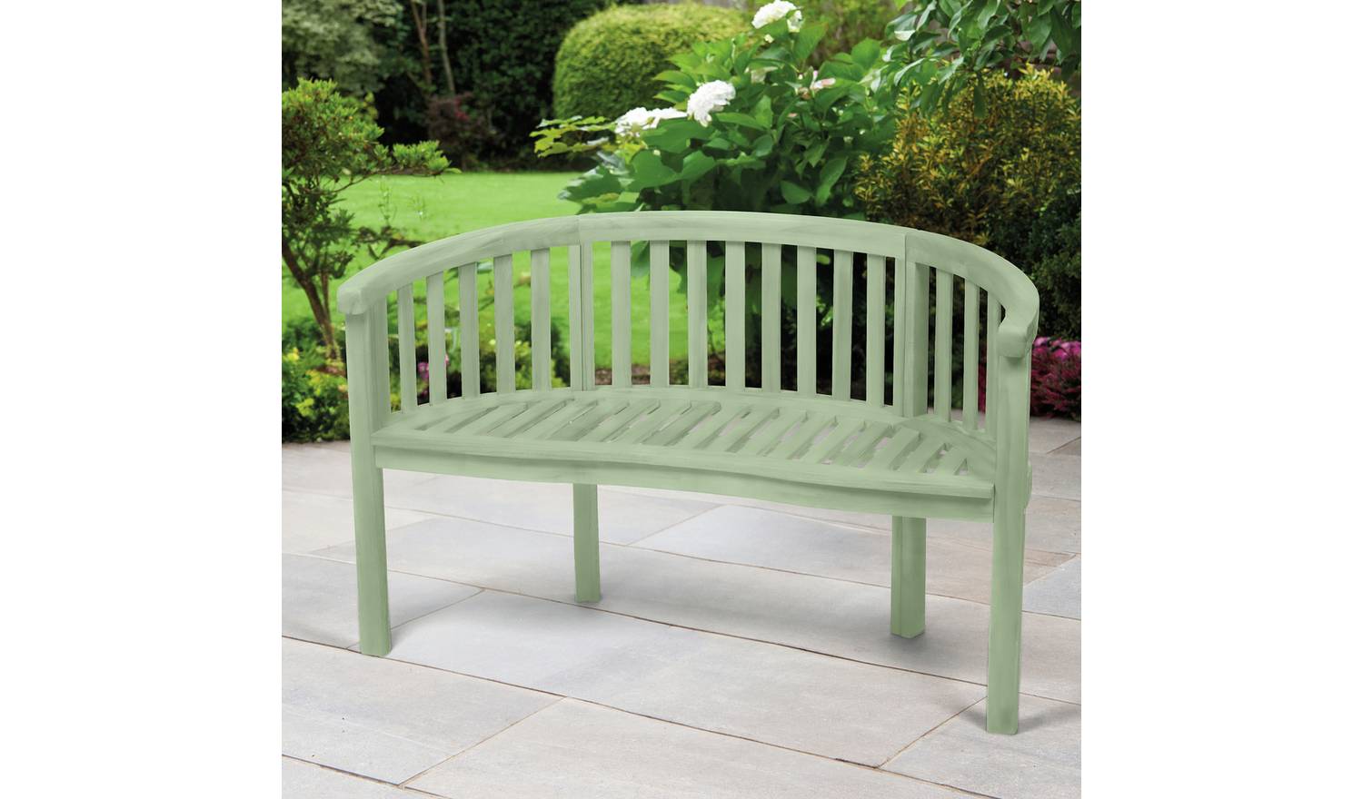 Greenhurst Banana 2 Seater Wooden Garden Bench - Sage Green