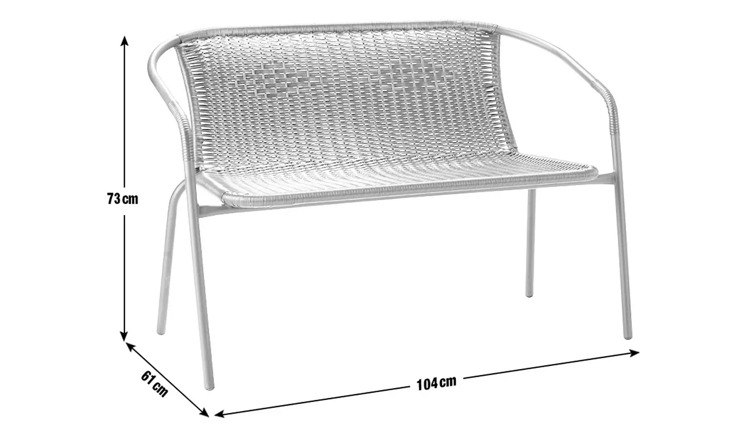 Argos Home 2 Seater Steel & Wicker Effect Garden Bench-Brown