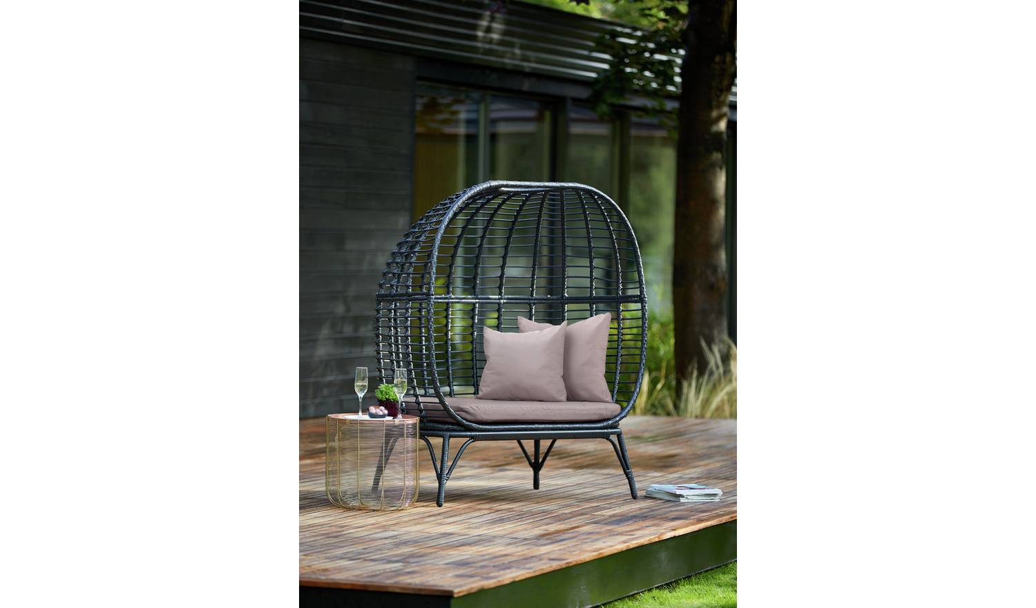 Habitat Kora 2 Seater Egg Garden Bench - Black