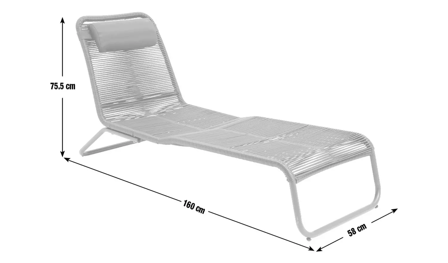 Habitat Delfina Metal Sun Lounger - Black