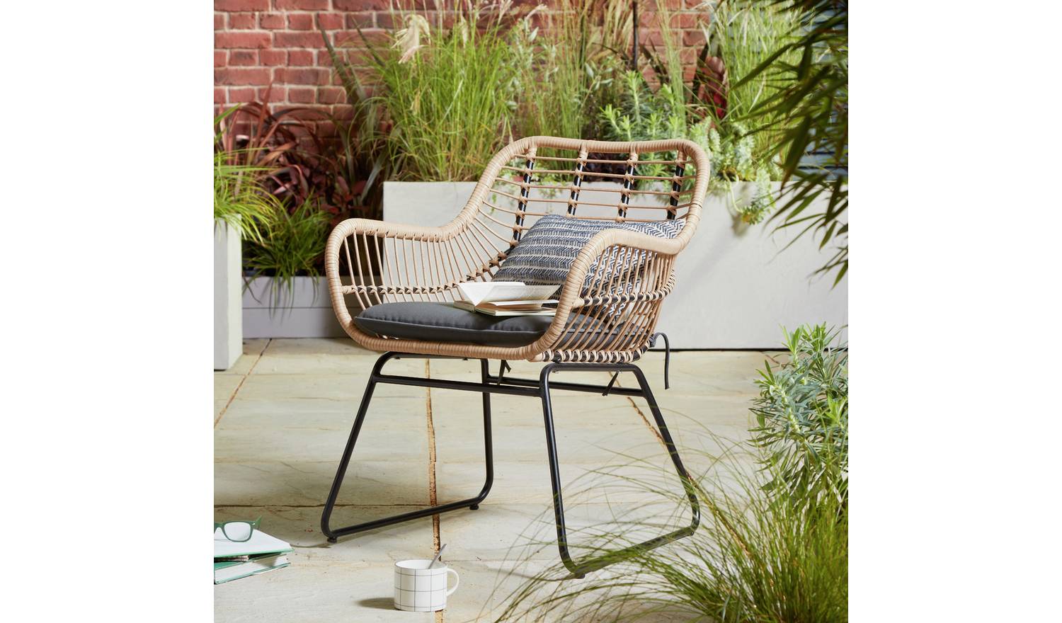 Habitat Ross Rattan Effect Garden Chair - Natural