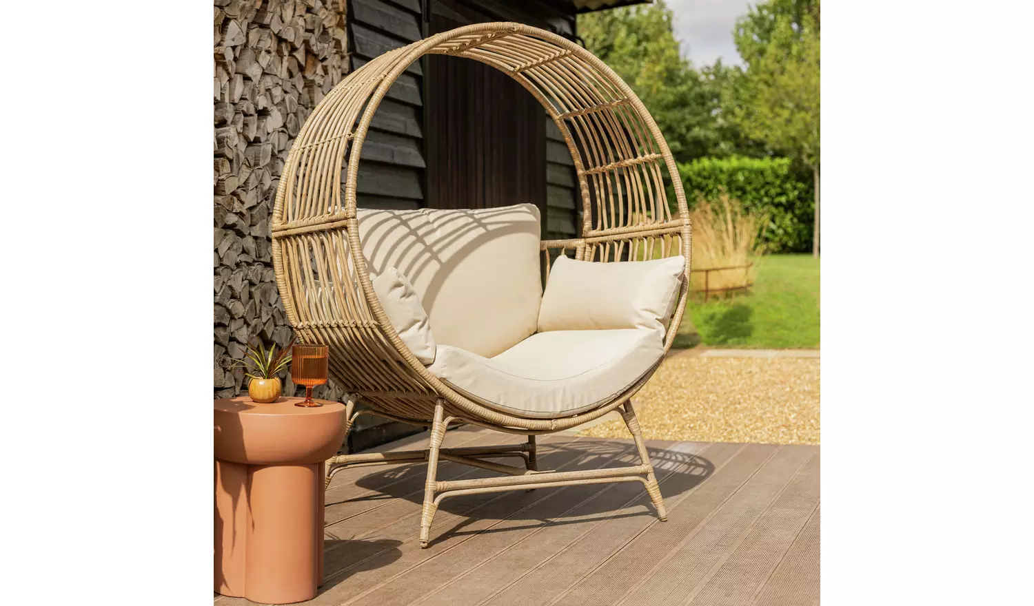 Habitat Selene Rattan Effect Garden Egg Chair - Natural