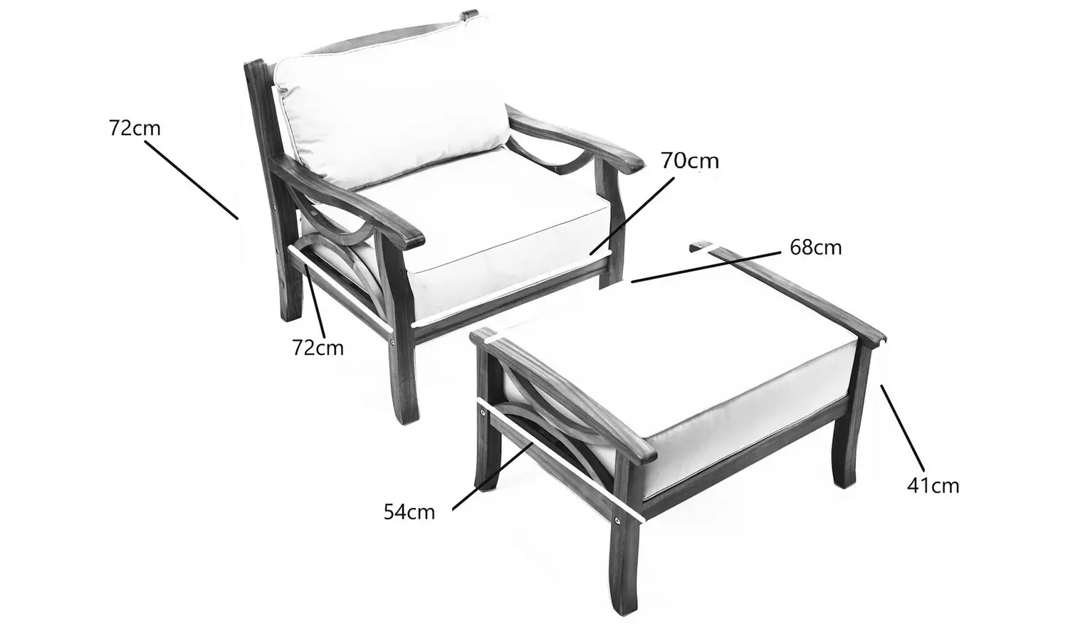 Greenhurst Sorrento Wooden Garden Chair with Stool - Natural