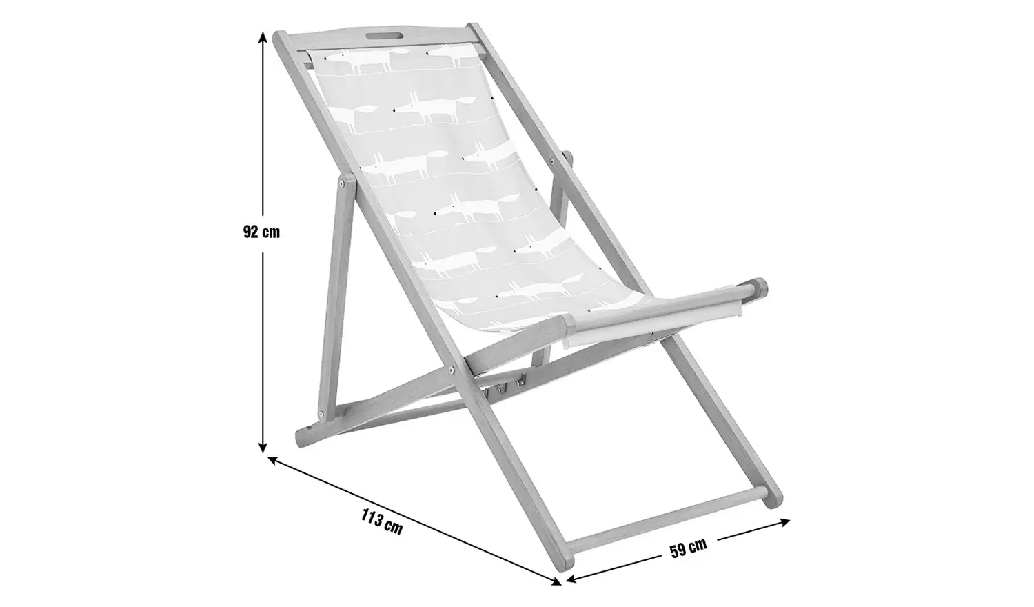 Habitat x Scion Folding Wooden Garden Deck Chair - Mr Fox