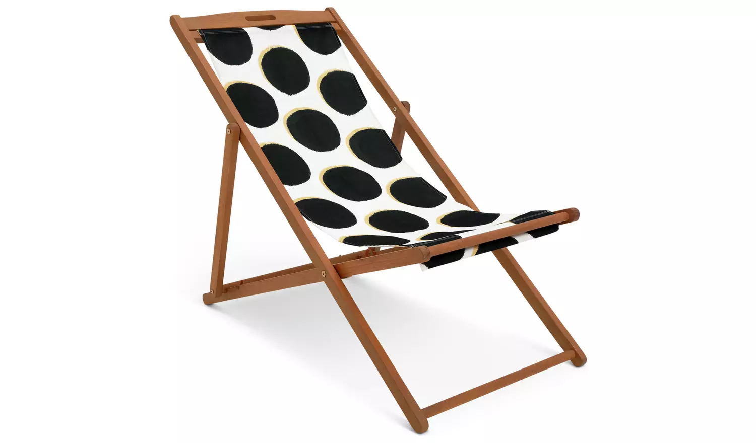 Habitat Folding Wooden Garden Deck Chair - Black & White