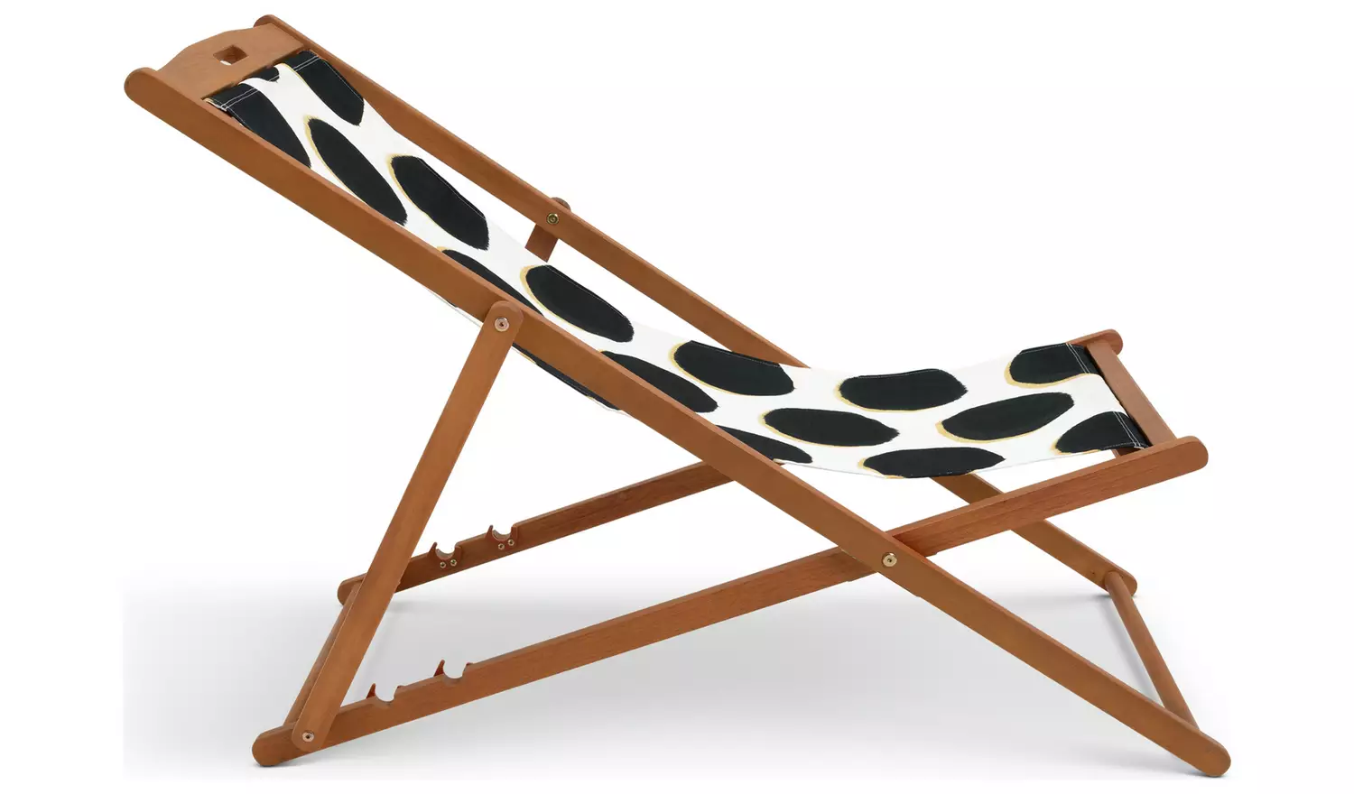 Habitat Folding Wooden Garden Deck Chair - Black & White