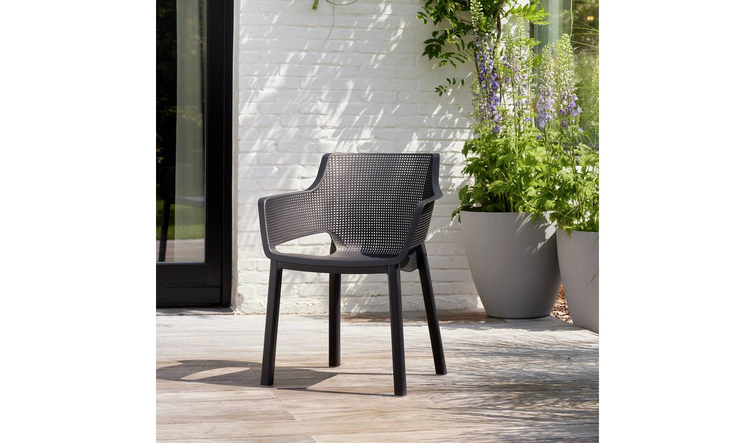 Keter Elisa Set of 6 Plastic Garden Chairs - Graphite