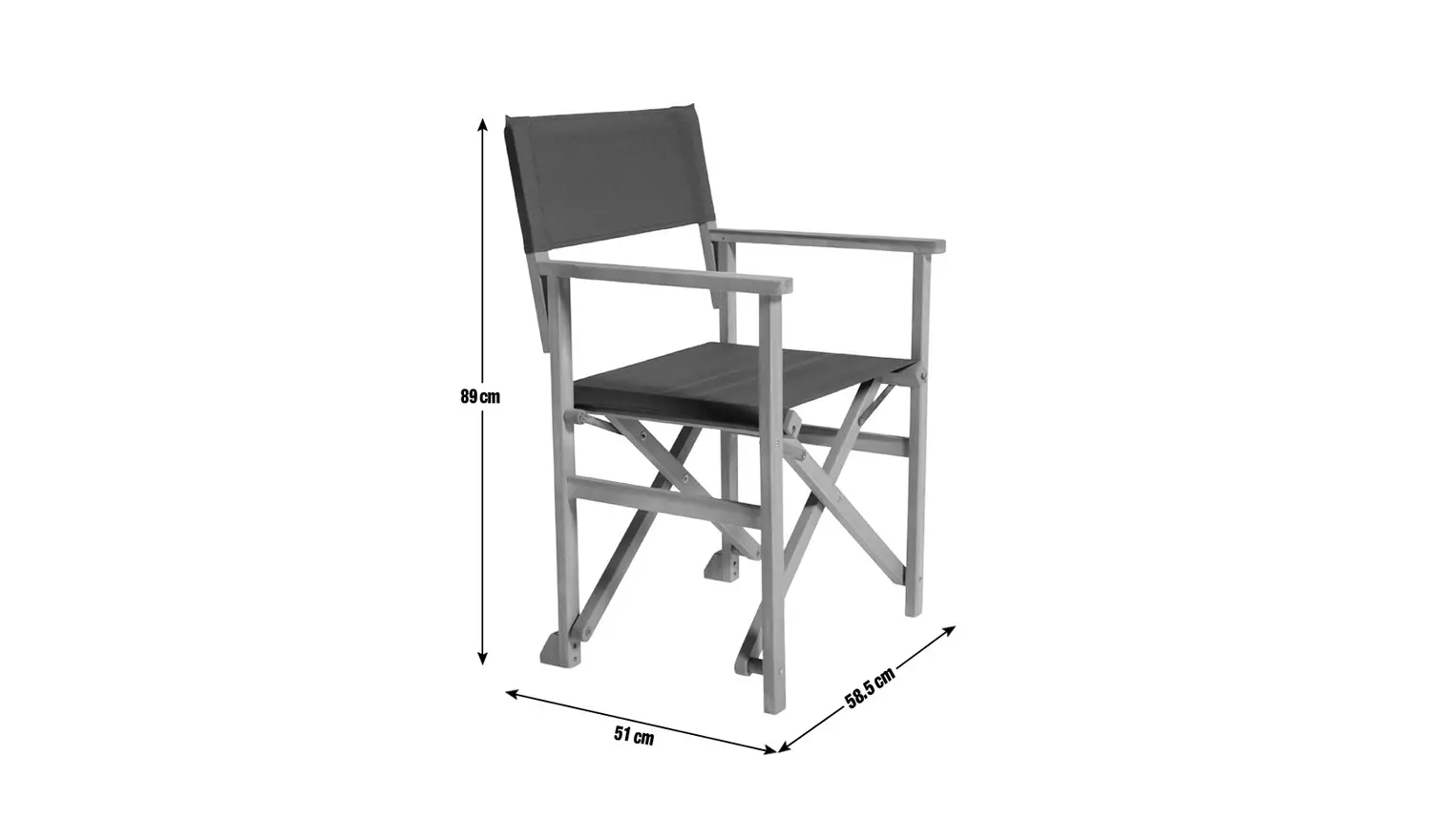 Habitat Folding Wooden Garden Director Chair - Charcoal