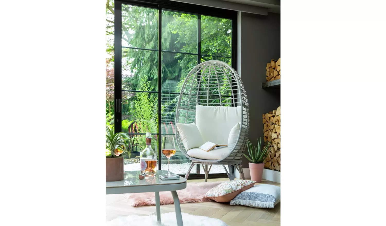 Habitat Kora Rattan Effect Garden Egg Chair - Black