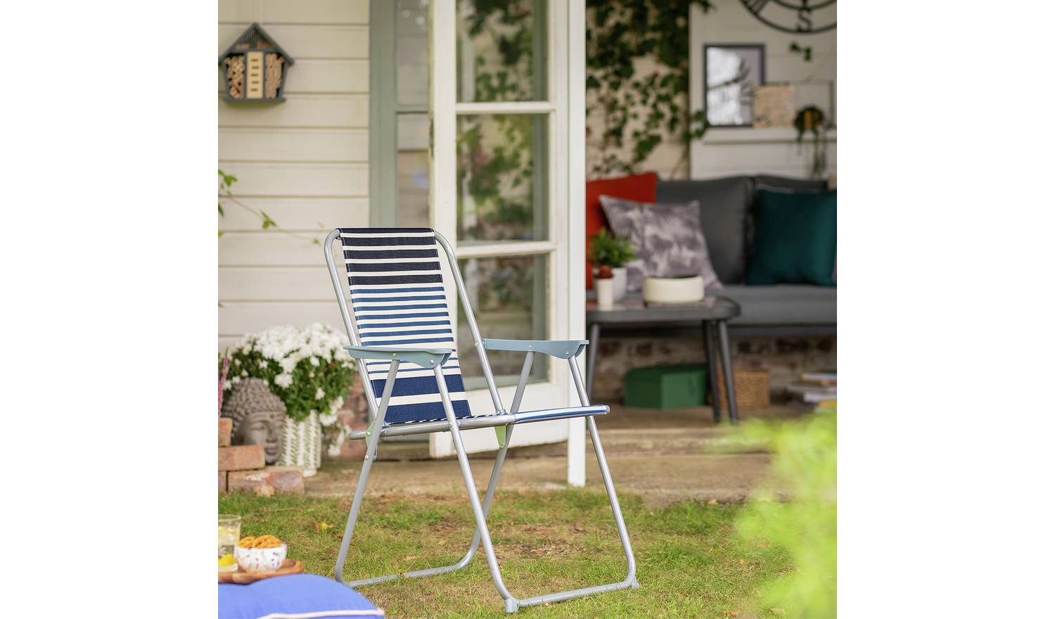 Habitat Folding Metal Garden Chair - Blue