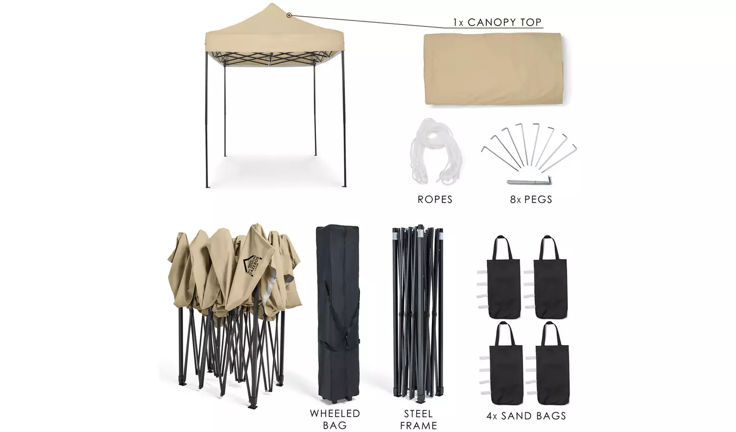 All Seasons 3m x 2m Pop Up Garden Gazebo - Beige