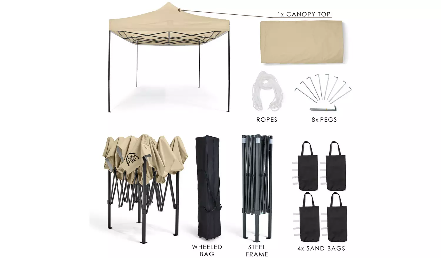 All Seasons 3m x 4.5m Pop Up Garden Gazebo - Beige