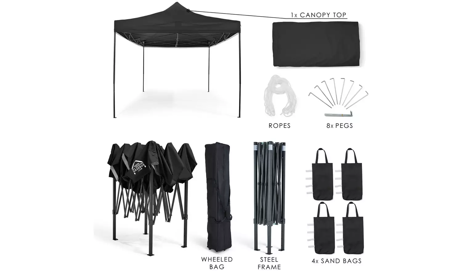 All Seasons 3m x 4.5m Pop Up Garden Gazebo - Black