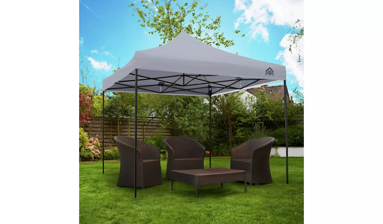 All Seasons 3m x 3m Pop Up Garden Gazebo - Metallic Grey