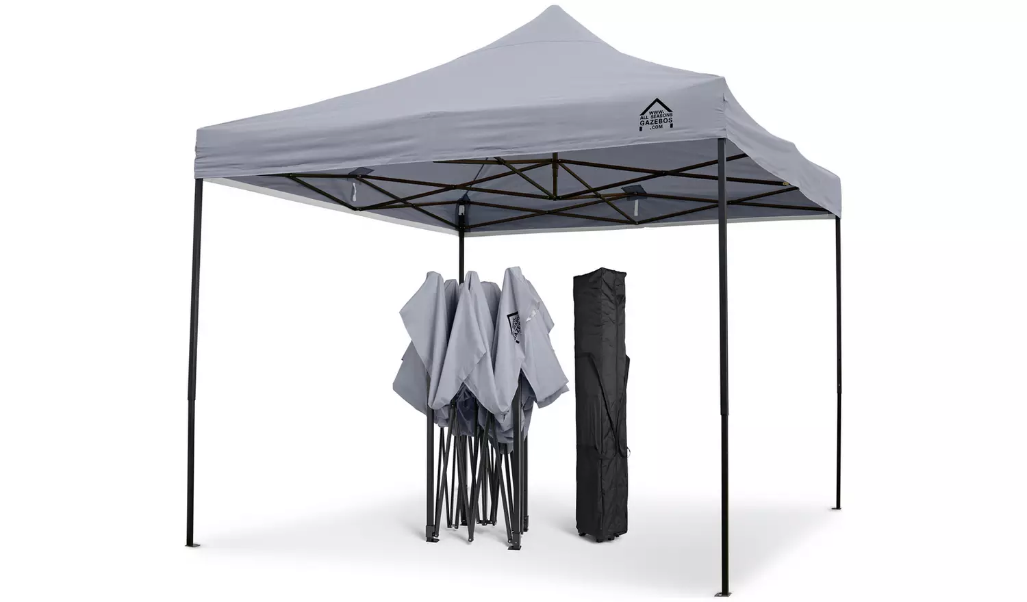All Seasons 3m x 3m Pop Up Garden Gazebo - Metallic Grey