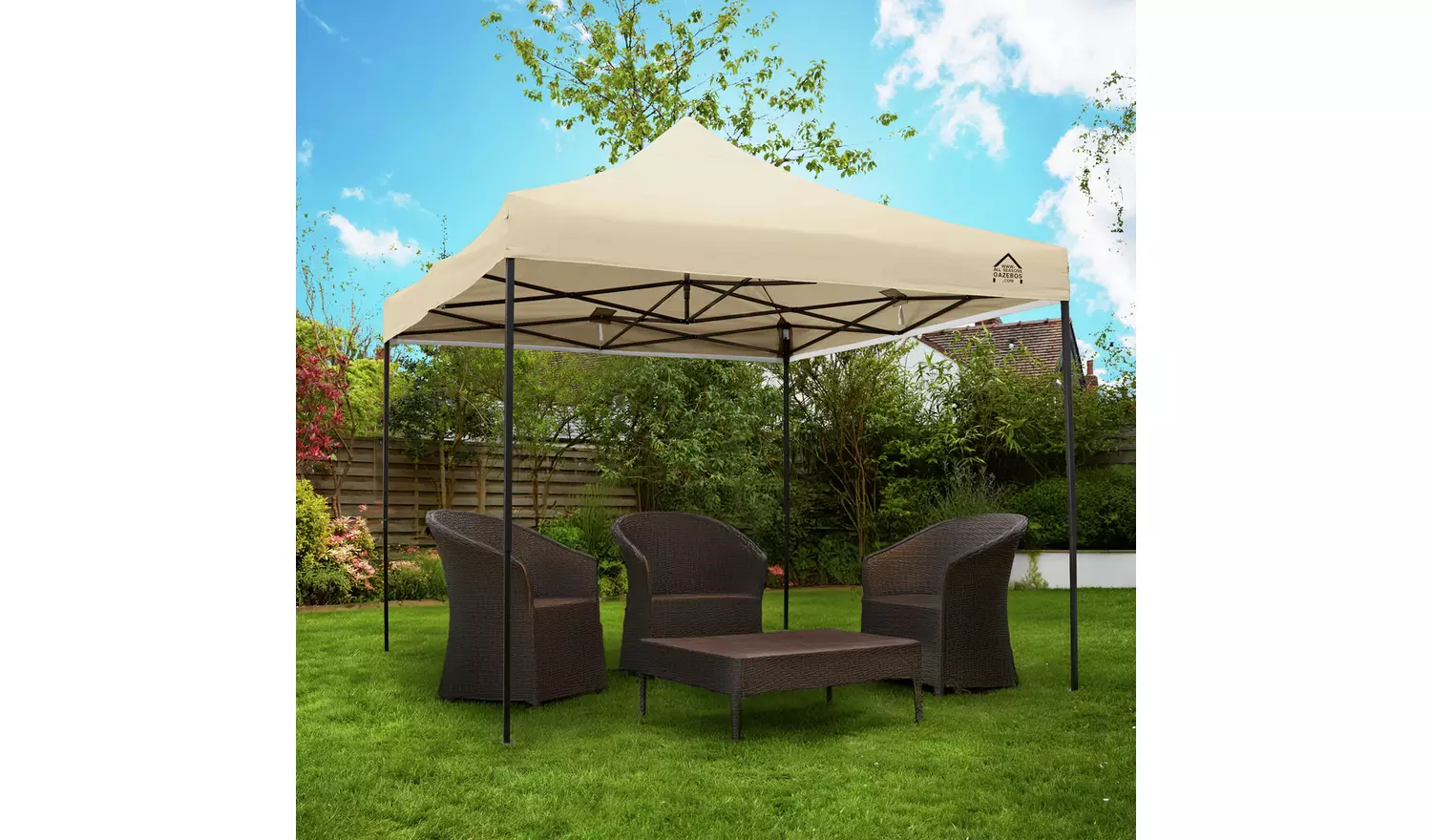 All Seasons 3m x 3m Pop Up Garden Gazebo - Beige