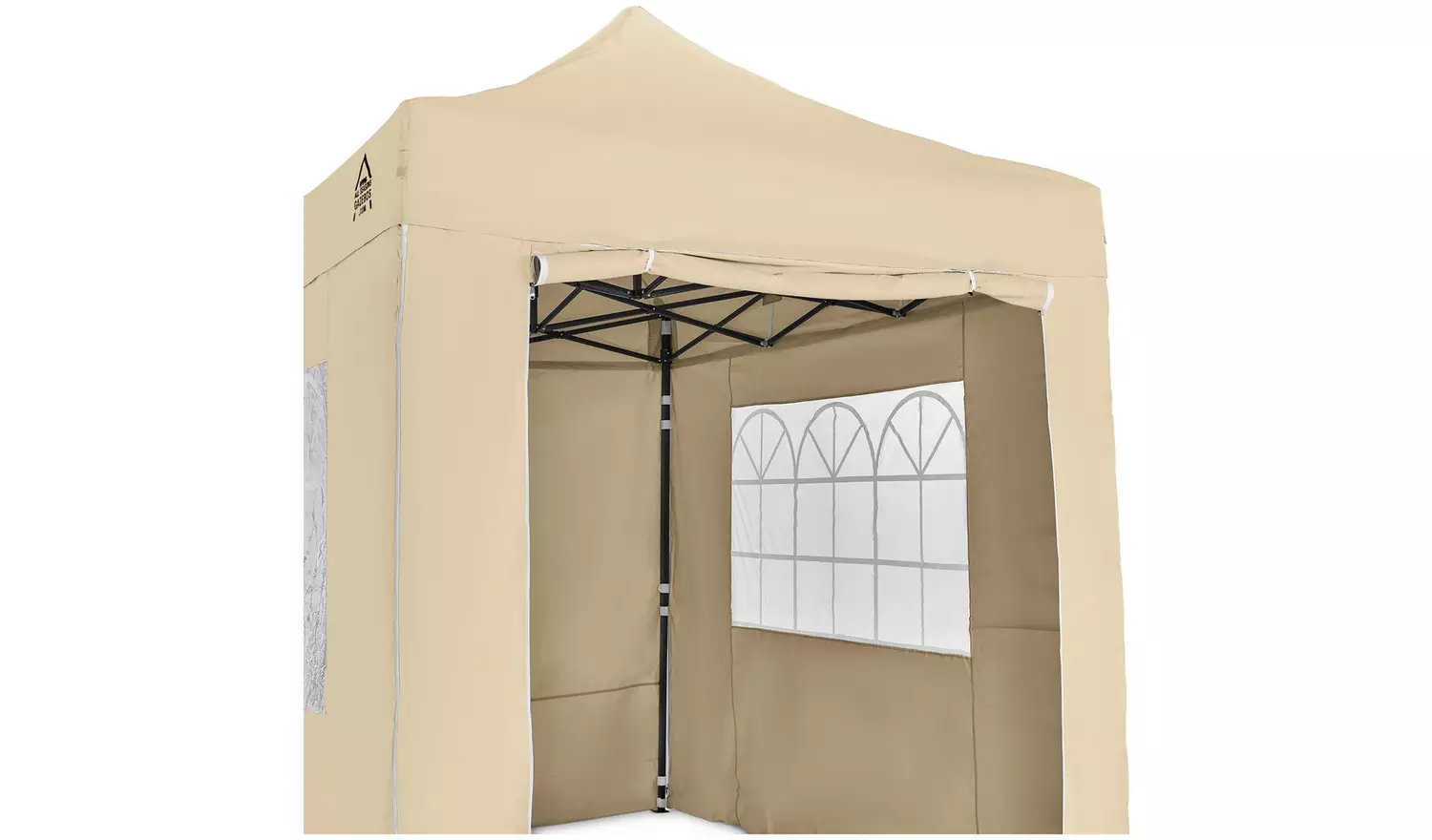 All Seasons 3m x 2m Pop Up Garden Gazebo & Side Panels-Beige