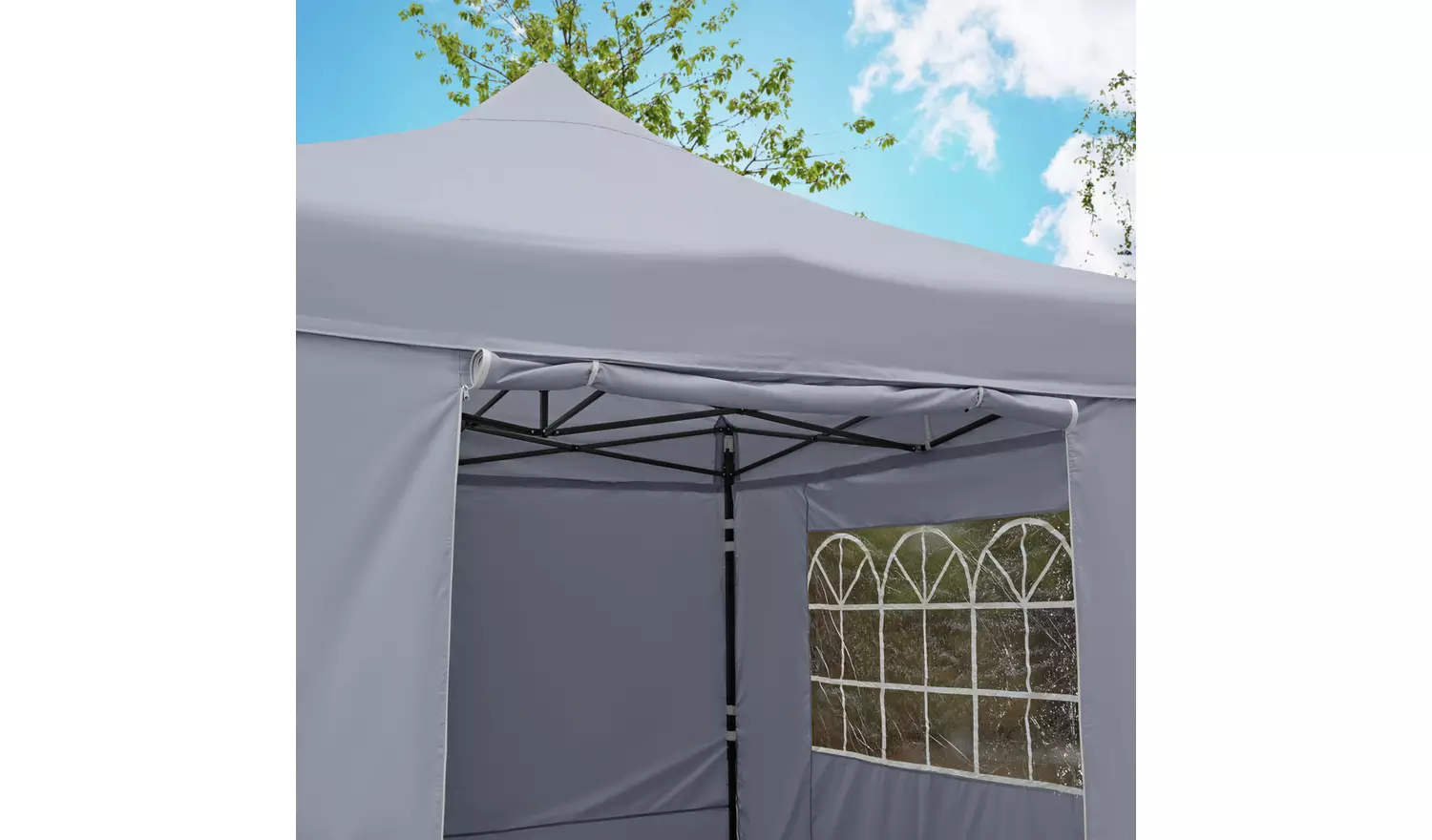 All Seasons 3m x 3m Pop Up Garden Gazebo & Side Panels- Grey