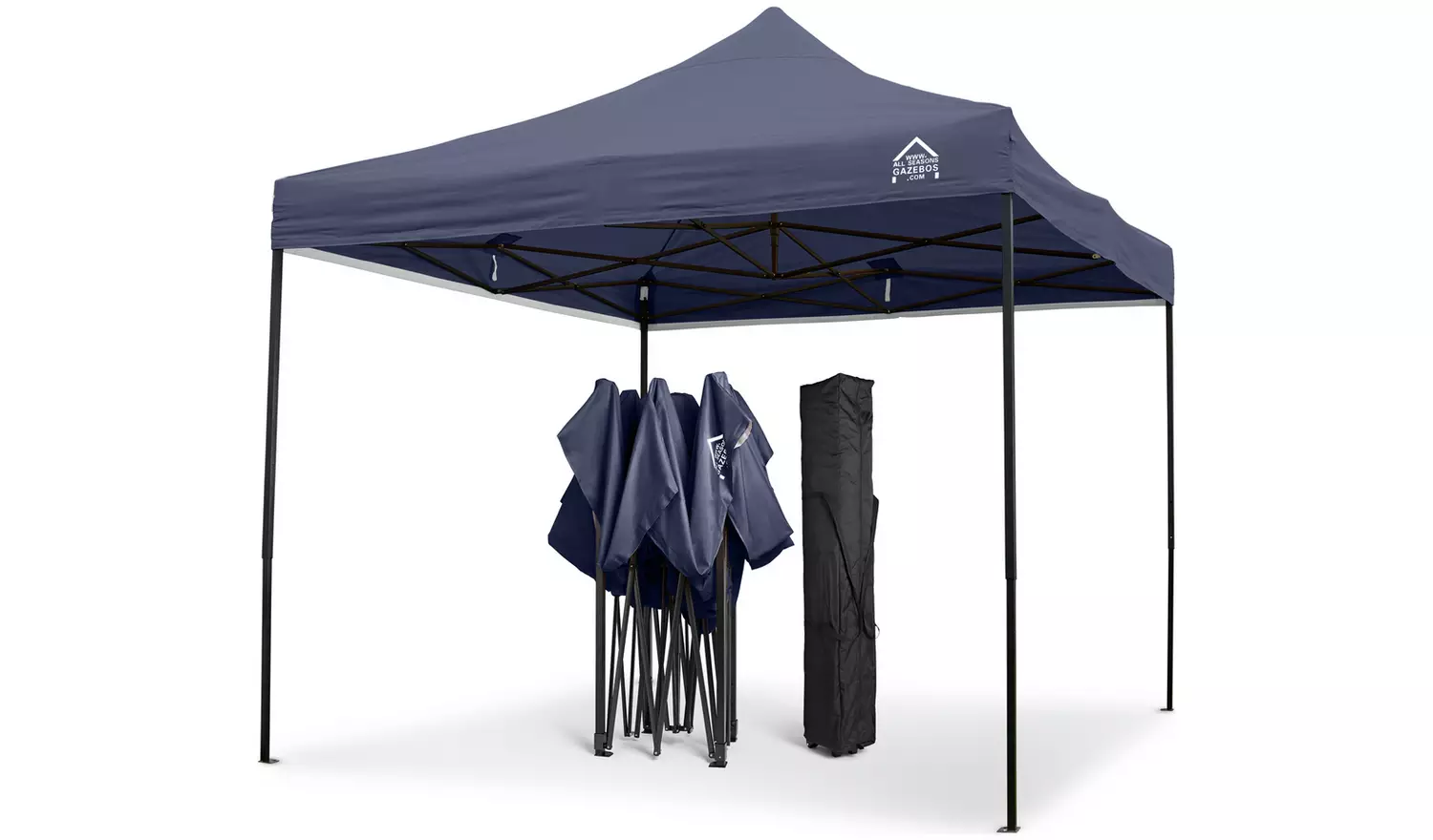 All Seasons 3m x 3m Pop Up Garden Gazebo & Side Panels -Navy