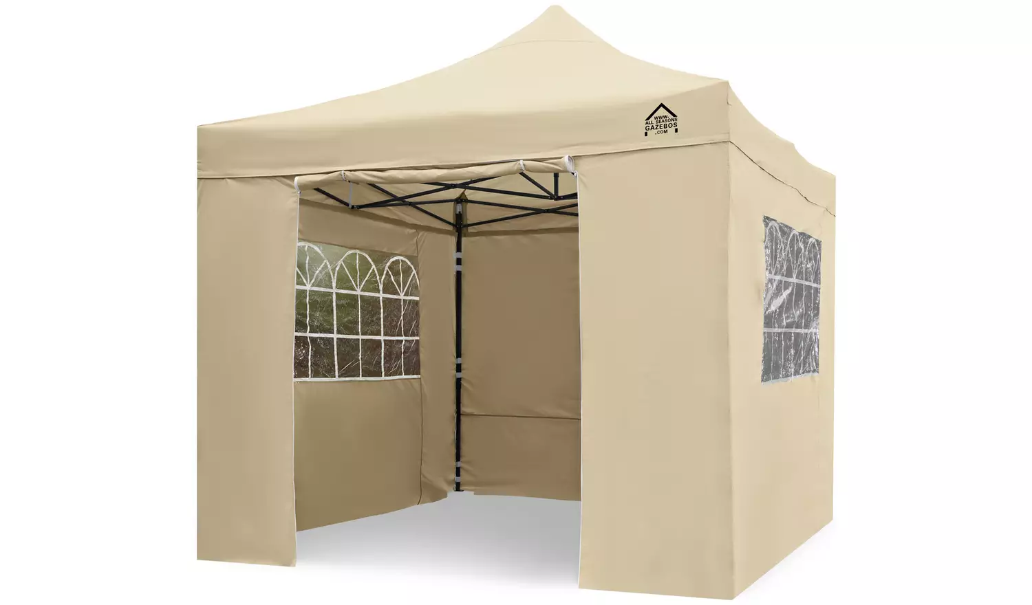 All Seasons 3m x 3m Pop Up Garden Gazebo & Side Panels-Beige
