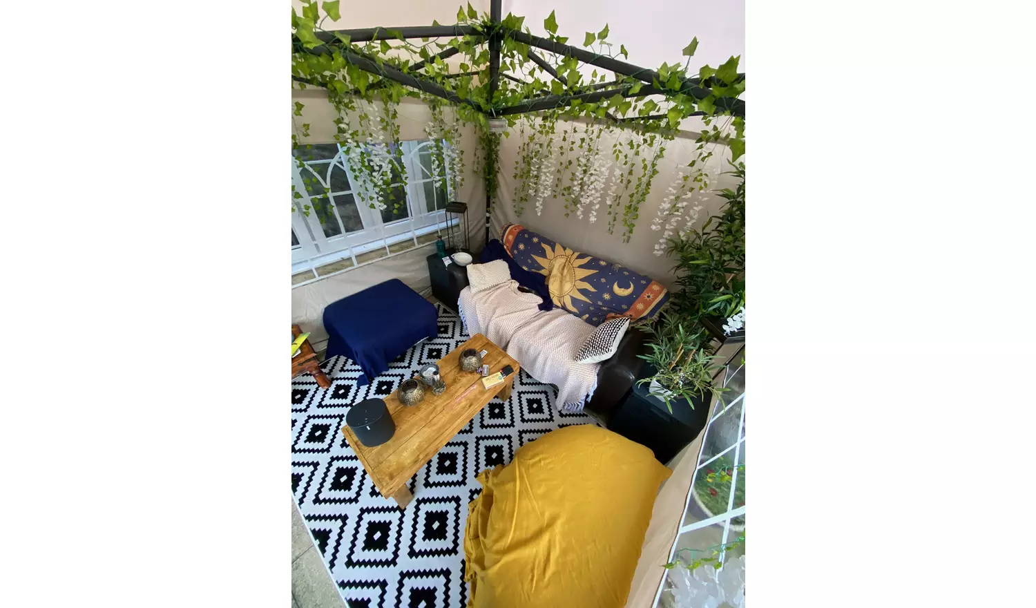 All Seasons 3m x 3m Pop Up Garden Gazebo & Side Panels-Beige