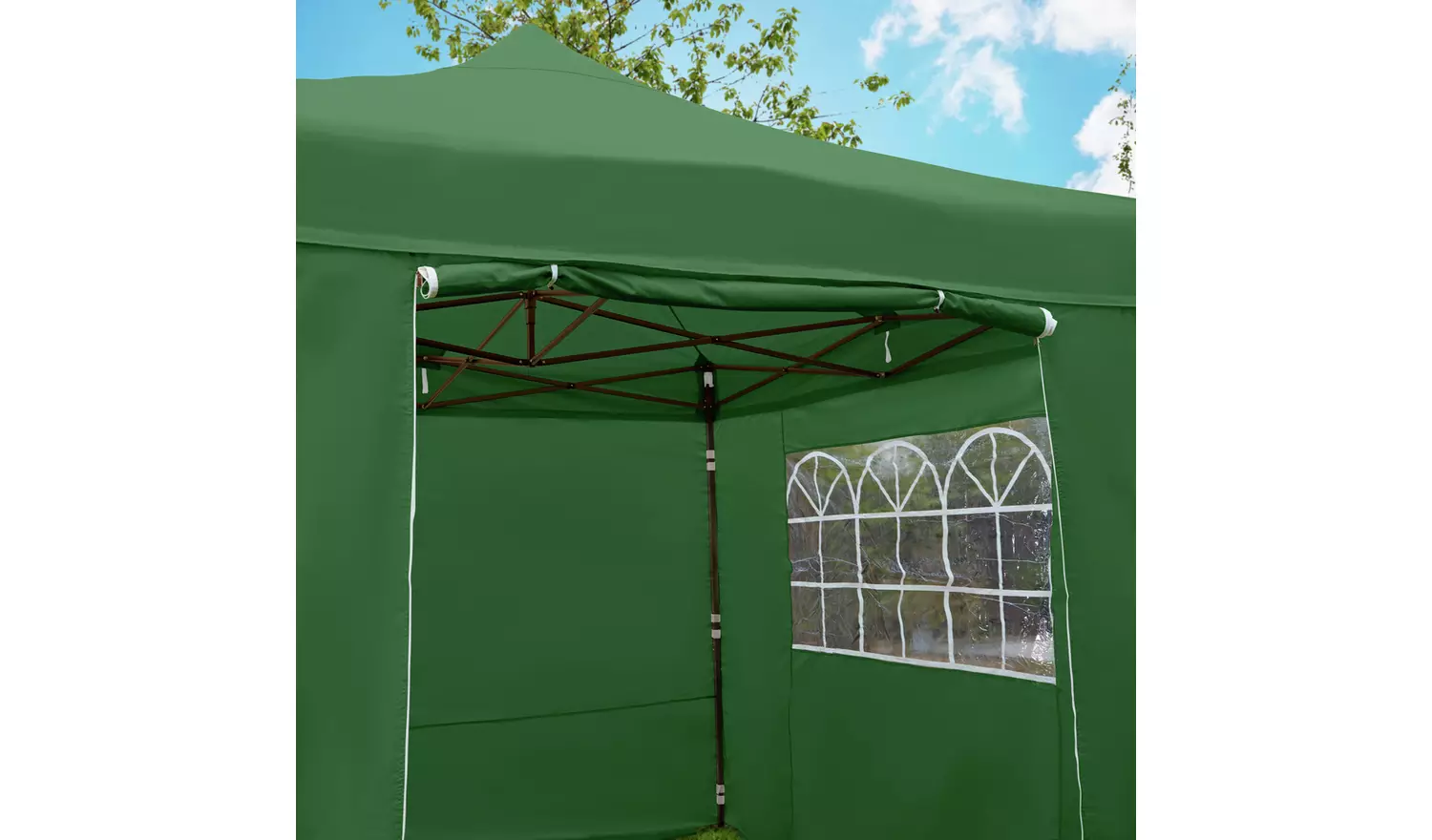 All Seasons 3m x 3m Pop Up Garden Gazebo & Side Panels-Green