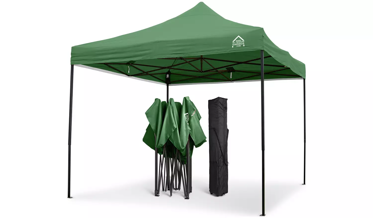 All Seasons 3m x 3m Pop Up Garden Gazebo & Side Panels-Green
