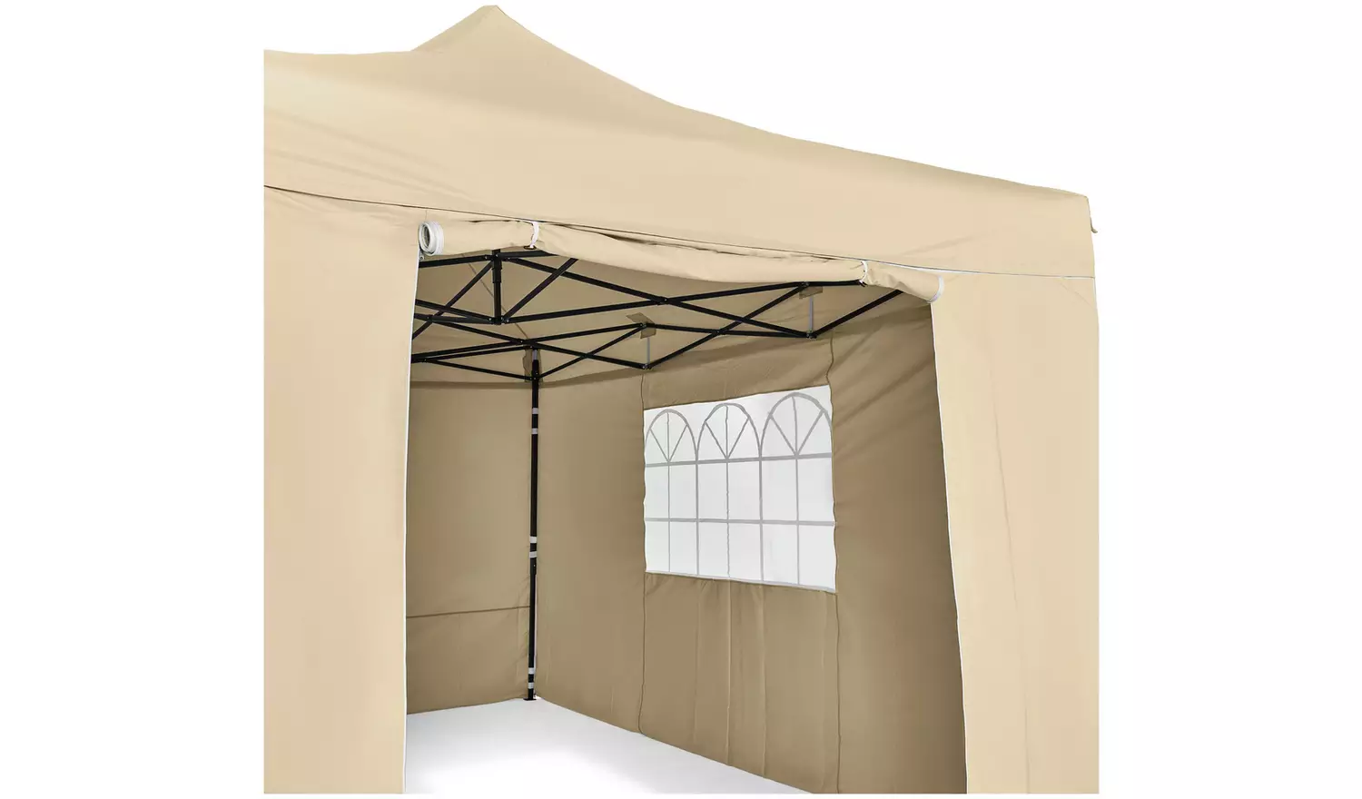 All Seasons 3mx4.5m Pop Up Garden Gazebo & Side Panels-Beige