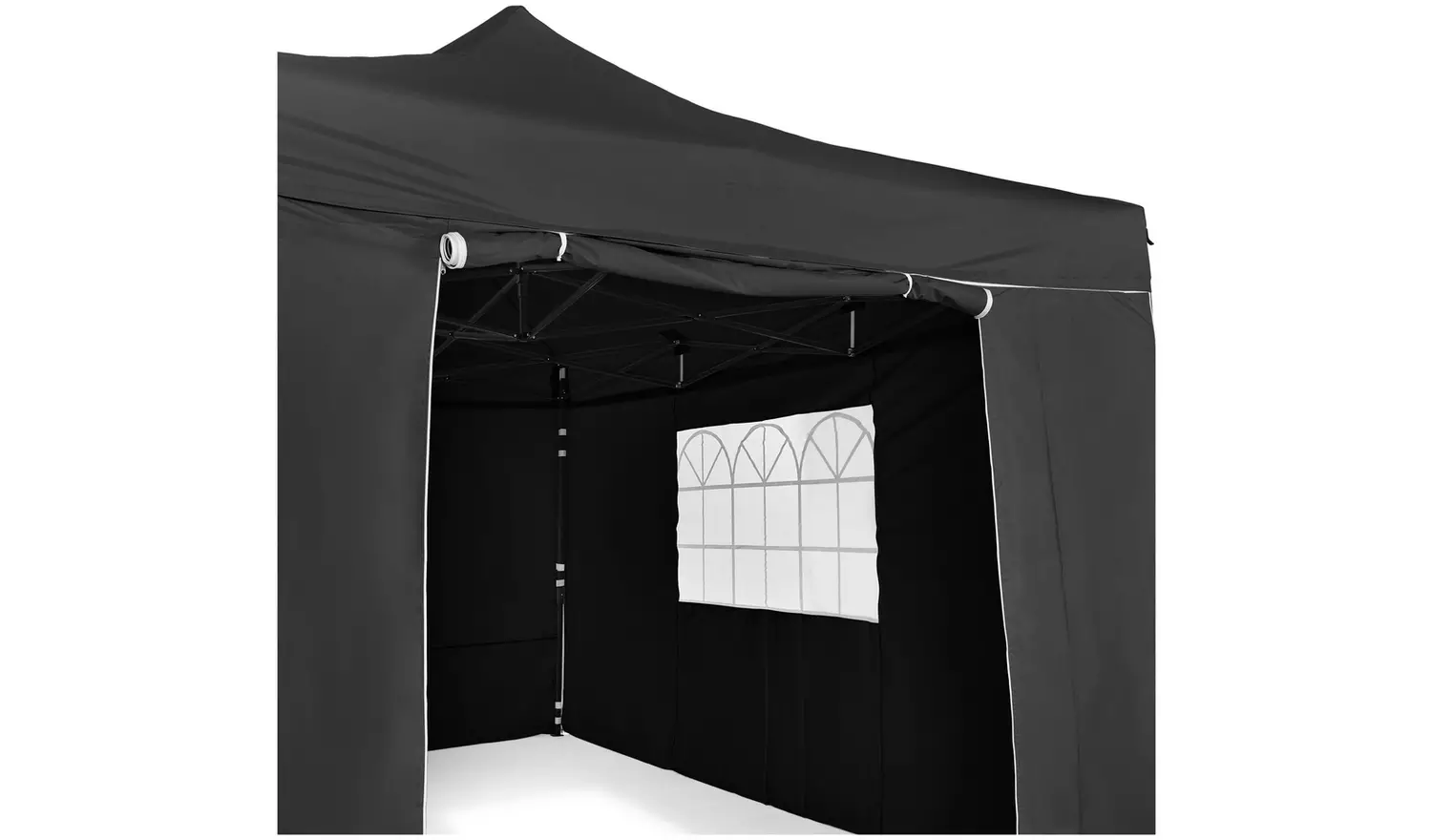 All Seasons 3mx4.5m Pop Up Garden Gazebo & Side Panels-Black
