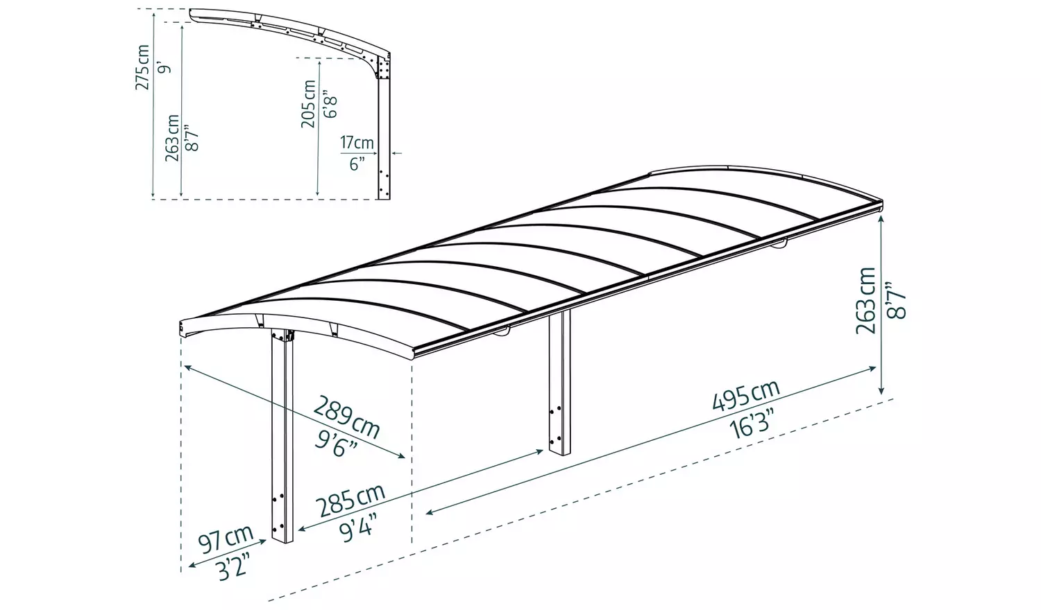 Palram Canopia 5000mm Carport Arizona Breeze - Grey