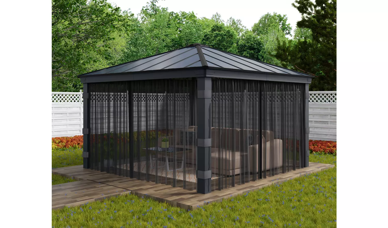 Palram Canopia Dallas 4 Piece Gazebo Netting Set 14 x 14ft