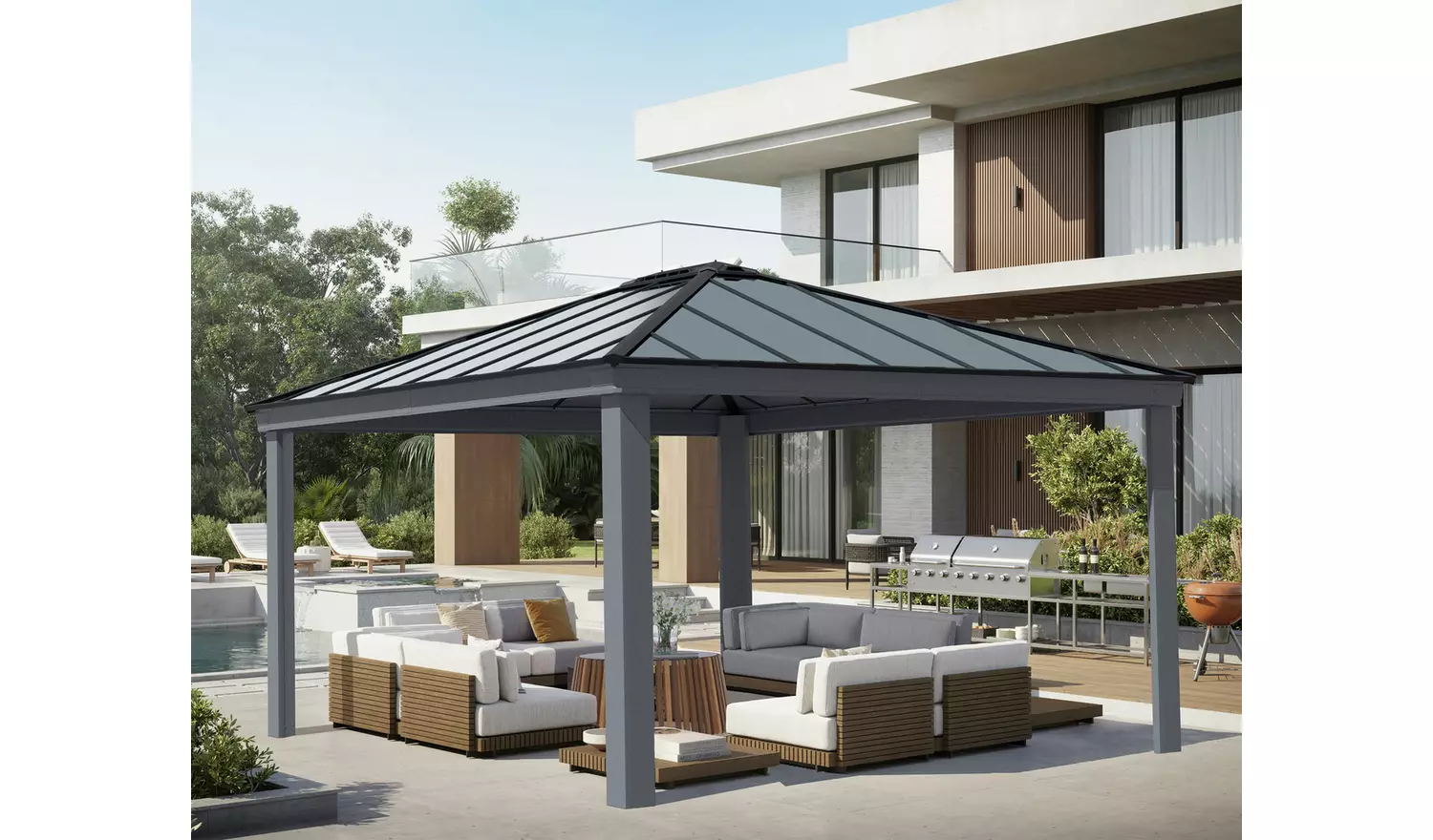 Palram Canopia Dallas Grey Garden Gazebo 14 x 16ft