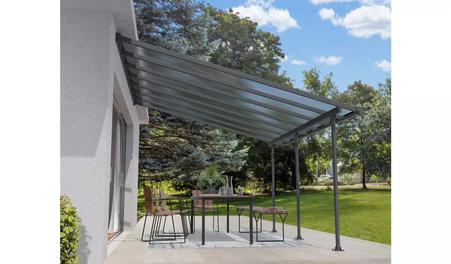 Palram Canopia Feria 4 x 4.25m Patio Cover Grey Clear