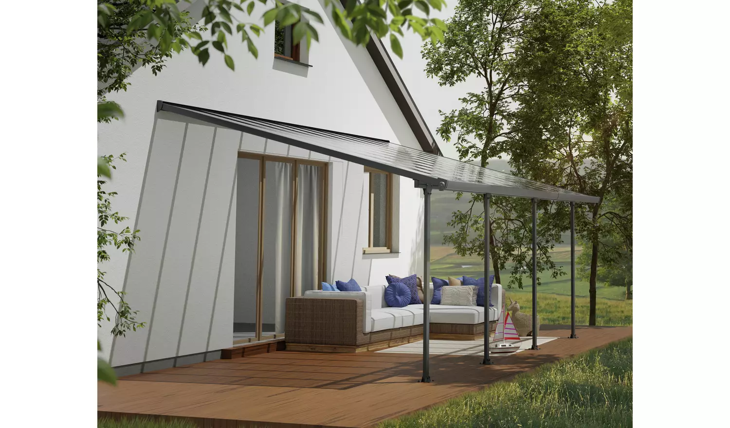 Palram Canopia Feria 4 x 6.06m Patio Cover Grey Clear