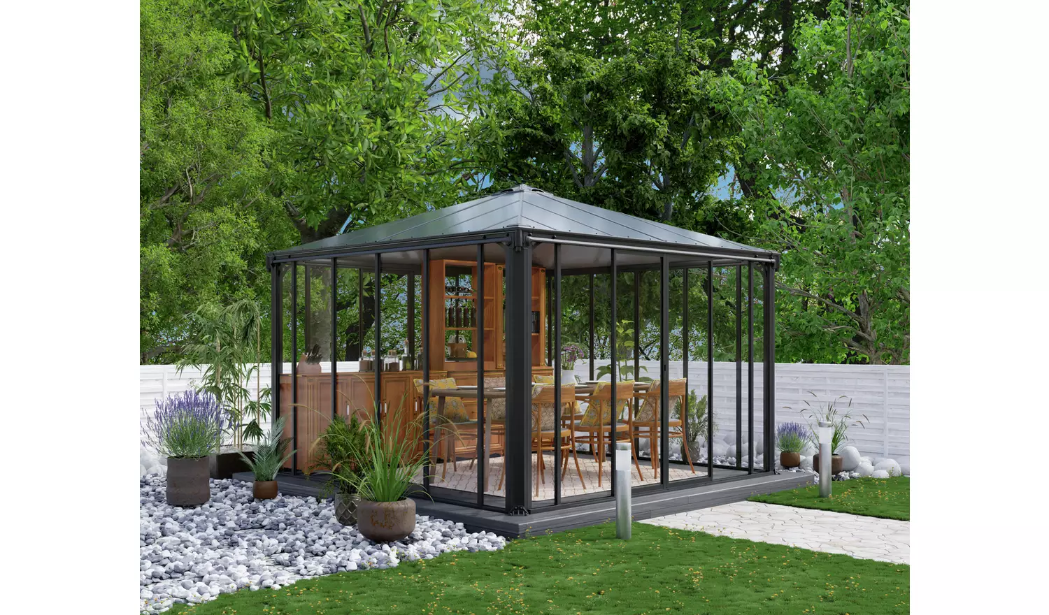 Palram Canopia Ledro 3600mm Square Grey Garden Gazebo