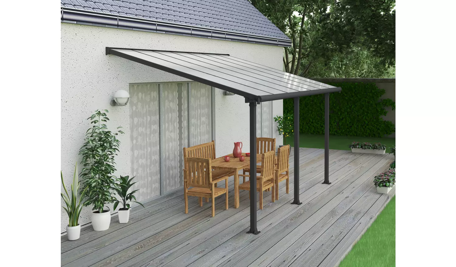 Palram Canopia Olympia 3 x 4.25m Patio Cover Grey Clear