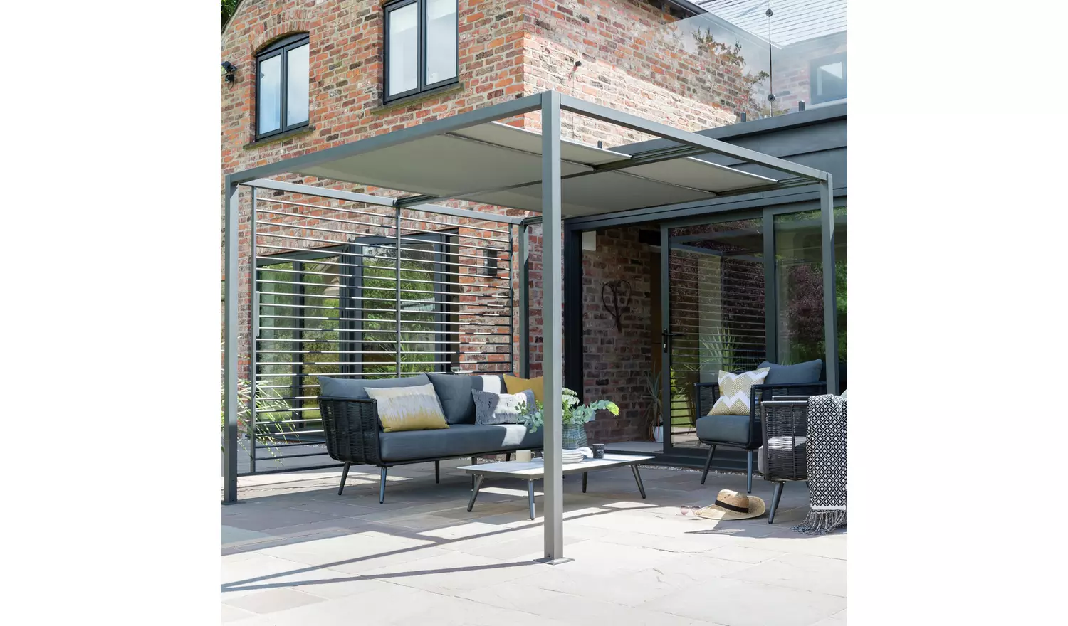 Norfolk Leisure 2.8m x 2.8m Sliding Roof Garden Gazebo- Grey