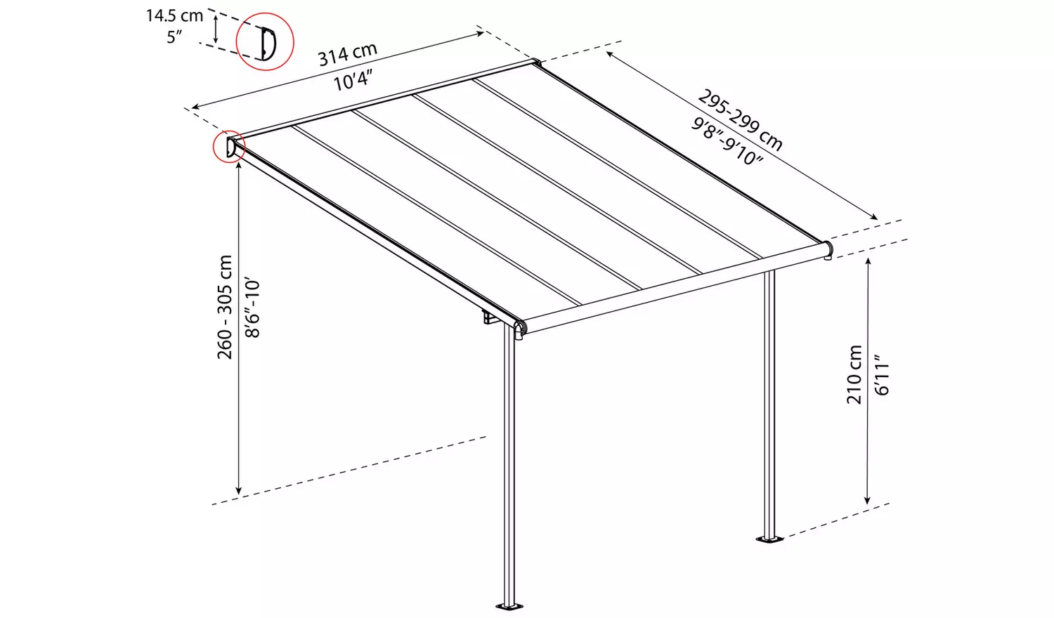 Palram – Canopia Sierra 3 x 3.05m Patio Cover - Grey Clear
