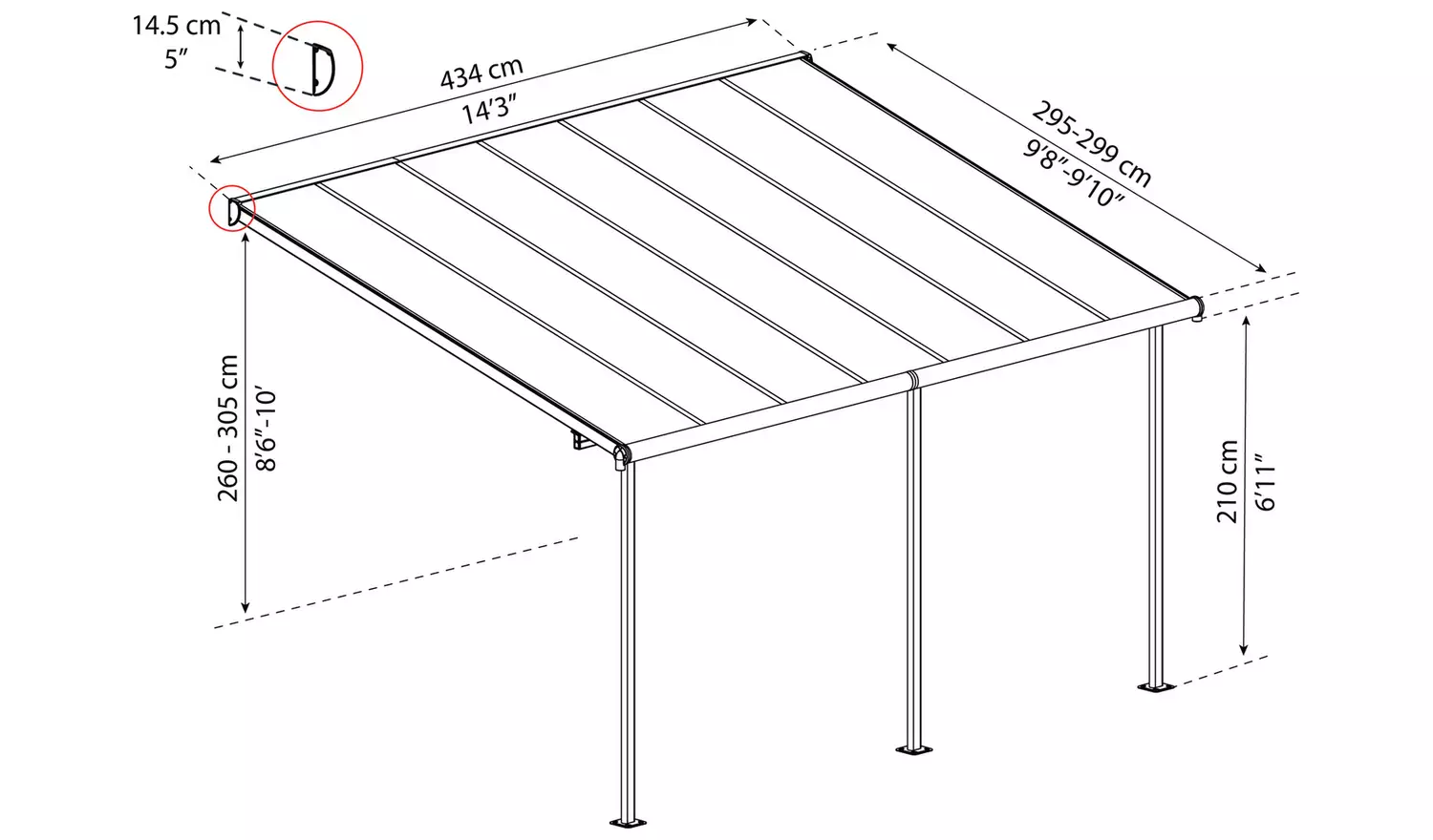 Palram – Canopia Sierra 3 x 4.25m Patio Cover - Grey Clear
