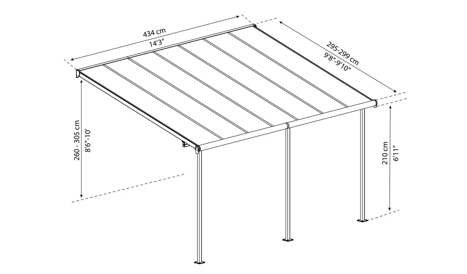 Palram - Canopia Sierra 3 x 4.25m Patio Cover - White Clear