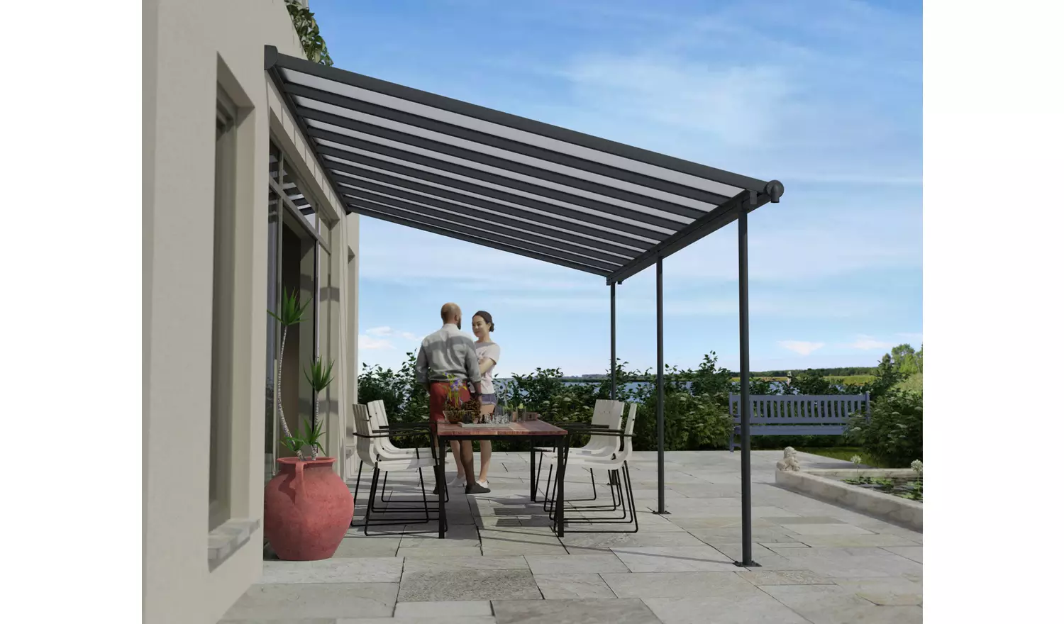 Palram – Canopia Sierra 3 x 5.46m Patio Cover - Grey Clear
