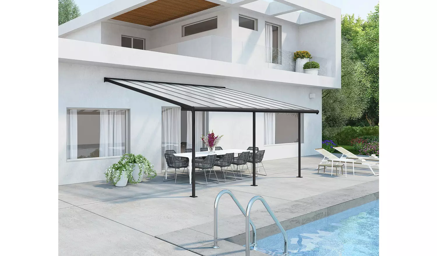 Palram – Canopia Sierra 3 x 5.46m Patio Cover - Grey Clear
